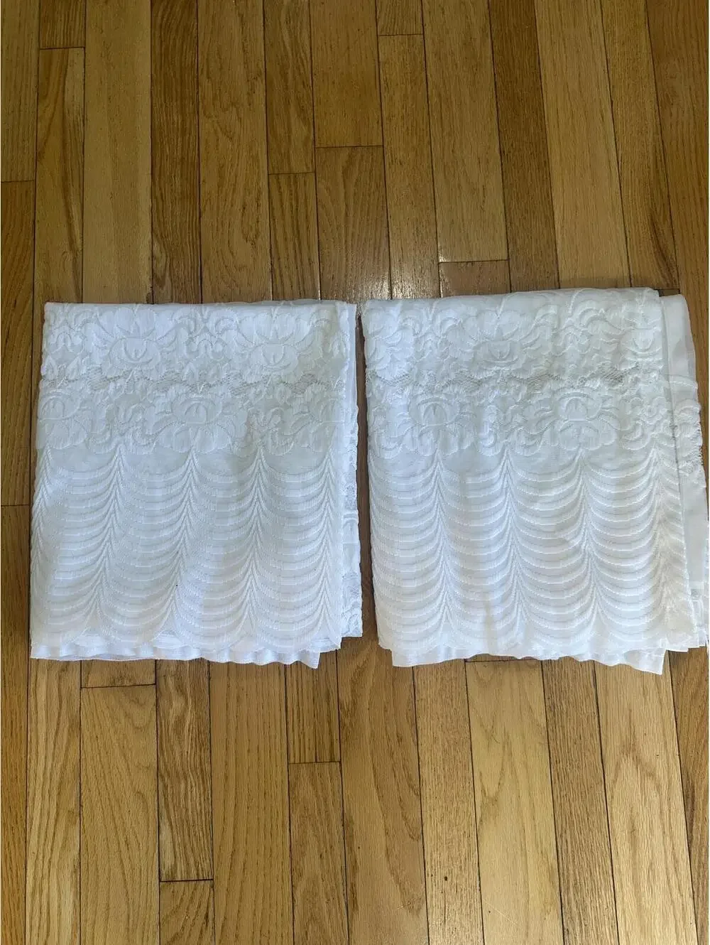 Vintage Lace Curtain Panels Pair White Sheer Rod Pocket Cottagecore